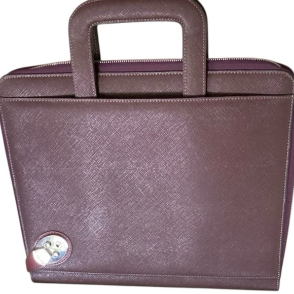 Tumi Handbags - NIB RARE Tumi Locking Portfolio Saffiano Leather With Handles In Burgundy